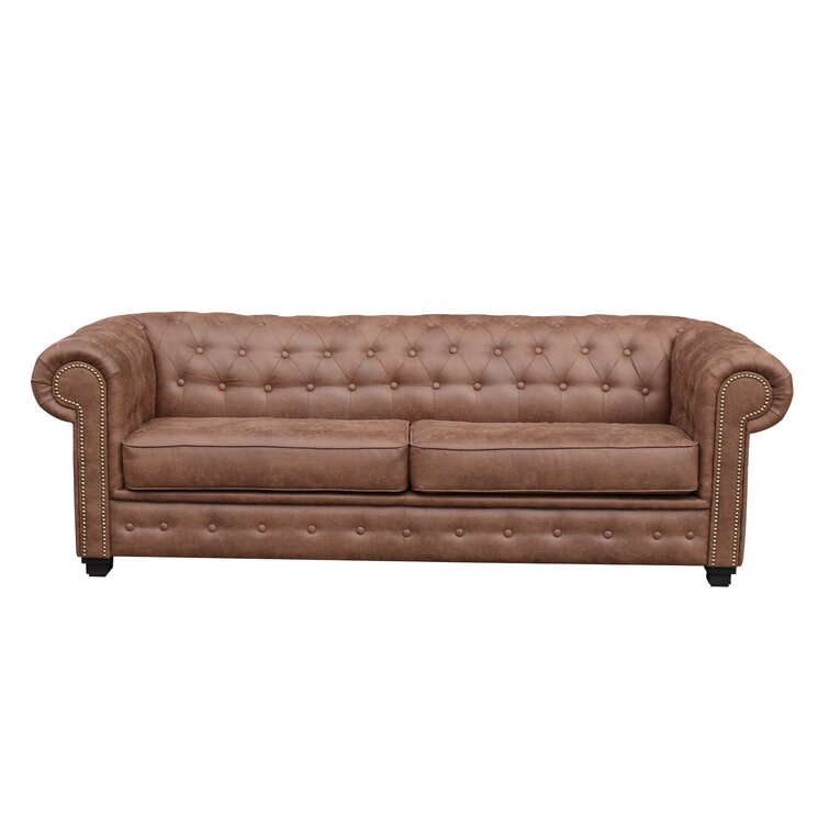 Wayfair leather shop chesterfield sofa